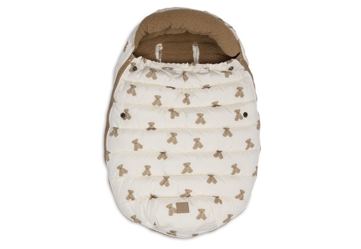 [592366] Jollein | Voetenzak Groep 0+ 3/5punts Gordel Puffed Mini Teddy Bear Wit/Bruin