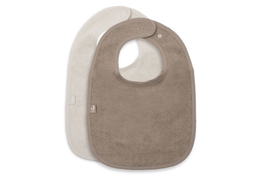 [592383] Jollein | Slabbetje Sand/Milky Coffee Badstof Drukknopen Ecru/Bruin 2-pack