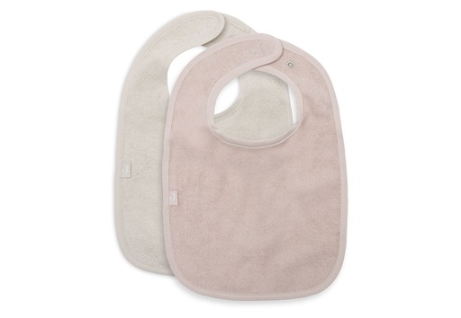 [592385] Jollein | Slabbetje Silk Rose/Sand Badstof Drukknopen Roze/Ecru 2-pack