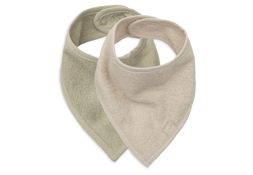 [592392] Jollein | Spuugdoekje Soft Matcha/Sand Drukknopensluiting Groen/Zand 2-pack 