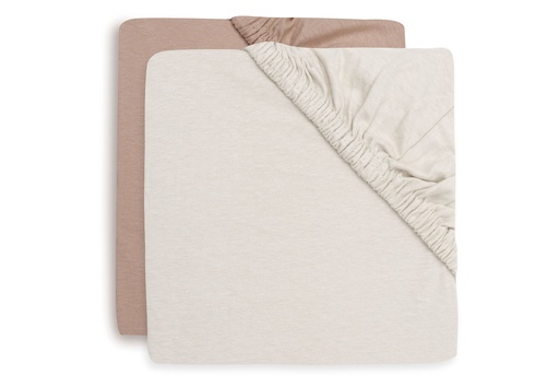 [592524] Jollein | Hoeslaken Light Terra/Oatmeal Jersey Roze/Ecru 40/50x80/90cm 2-pack