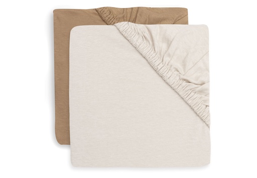 [592525] Jollein | Hoeslaken Hazel/Oatmeal Jersey Bruin/Ecru 60x120cm 2-pack