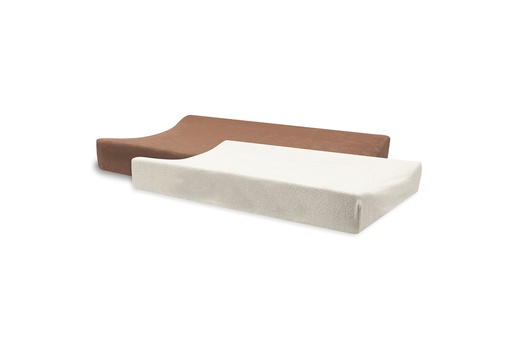 [592534] Jollein | Waskussenhoes Light Terra/Oatmeal Badstof Rood Bruin/Ecru 50x70cm 2-pack