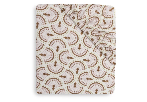 [592543] Jollein | Hoeslaken Soft Plumes Jersey Ecru/Bruin 40/50x80/90cm 