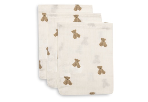 [592637] Jollein | Washandje Mini Teddy Bear Ecru/Wit 15x20cm 3-pack