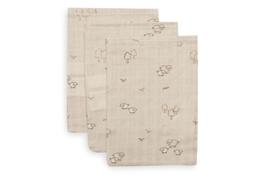 [592640] Jollein | Washandje Woolly Zand 15x20cm 3-pack