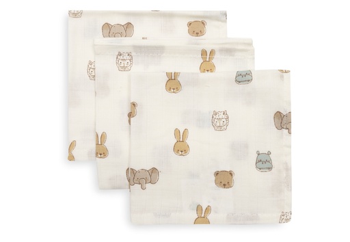 [592643] Jollein | Monddoekje Jollies Ecru 31x31cm 3-pack