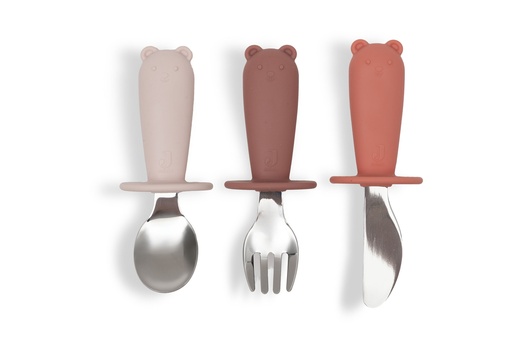 [592652] Jollein | Bestek Lepel/Vork/Mes Blush Shades Siliconen Roze 3-delig 