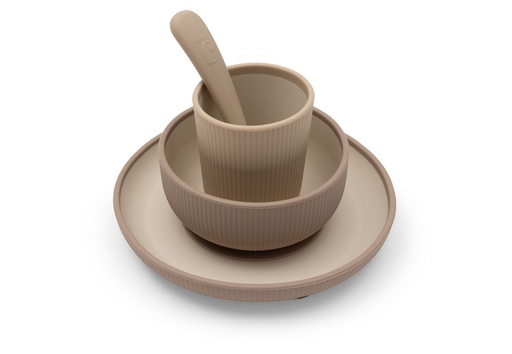 [592657] Jollein | Eetset Natural Shades Bruin Siliconen 4-delig