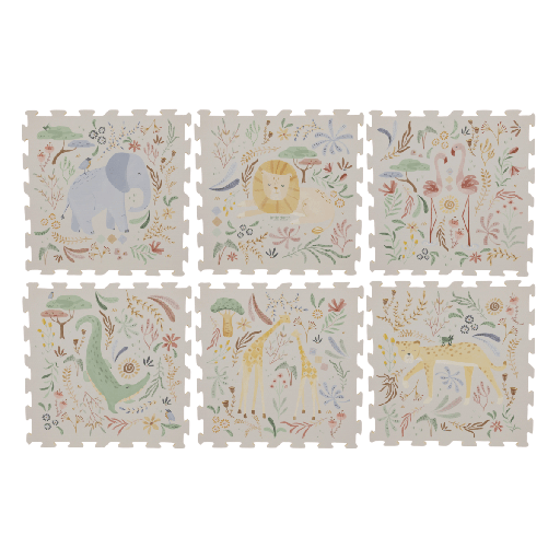 [596485] Little Dutch | Puzzelmat Safari Friends +24m 6-pack