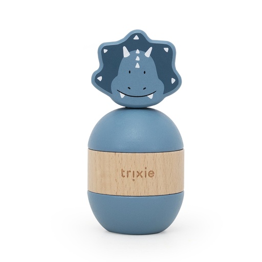 [596946] Trixie | Stapelpyramide/Rammelaar Mr Triceratops Hout Blauw Ø6x13cm