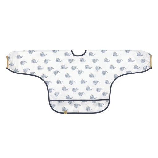 [349698] SLABBETJE, Long Sleeve Bib, Little Water , whale, velcrosl, 31x70cm, met mouwen, kruimelvanger, waterdicht, 1 stuk, 2020