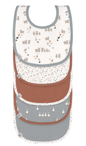 [400478] SLABBETJE, Tiny Farmer Sheep/Goose blue, Value Pack, aop ganzen, schapen en stippen, velcrosl, waterdicht, 5st, 2021