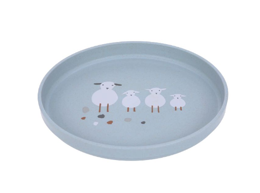 [400484] PLAT BORD, Tiny Farmer Sheep/Goose blue, Plate, rond,blauw, uni/print schaapjes, PP/Cellulose, 1 stuk(s), bord