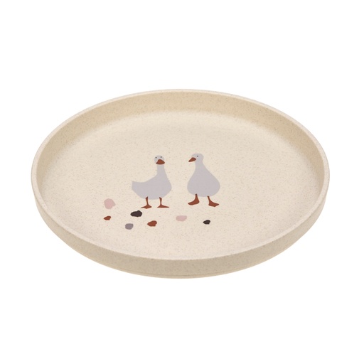 [400485] PLAT BORD, Tiny Farmer Sheep/Goose nat nature, Plate, rond, ecru, uni/print ganzen, PP/Cellulose, 1 stuk(s), bord