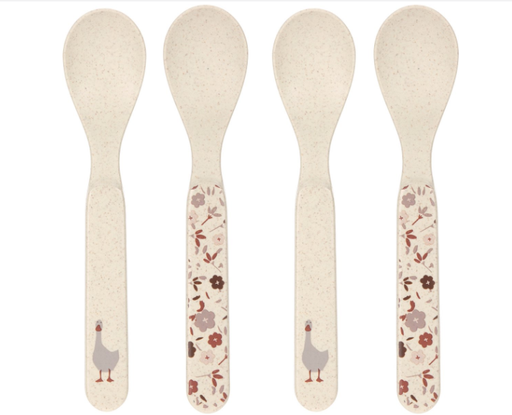[400494] LEPEL, Tiny Farmer Sheep/Goose nature, Spoon Set, ecru, print bloemen en ganzen, PP/Cellulose, bestek