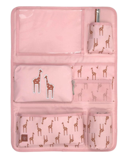 [408632] ORGANISER VOOR IN DE WAGEN, Safari giraffe, Car Wrap-to-Go, all over giraf print, met 8 vak(ken), 44x60cm