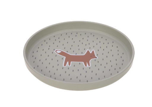 [425119] PLAT BORD, Plate, Little Forest Fox, rond, all over streepjesprint/print vos, PP/Cellulose, 1 stuk(s), 2021