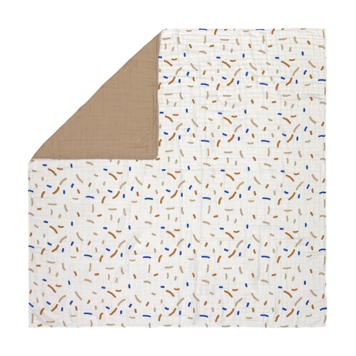 [451454] Laessig | Deken Wieg Little Mateys Royal Blue Sprinkles Bamboe/Katoen 100x100cm