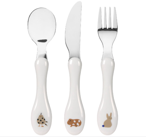 [451472] LEPEL/VORK/MES, 3 delig, Little Mateys royal blue, Cutlery, pr vogel/hamster/ konijn, van 12 maand, bestek, 2023
