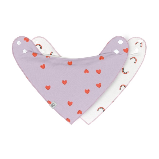 [474188] Laessig | Spuugdoekje Happy Rascals Heart Lavender Cowl-Neck Jersey Drukknopensluiting 34x25cm 2-pack