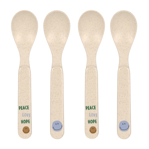 [474207] LEPEL, Spoon Set, Happy Rascals Smile, sky blue, blauw/ecru, print hartje/print tekst, van 6 maand, bestek, 2023