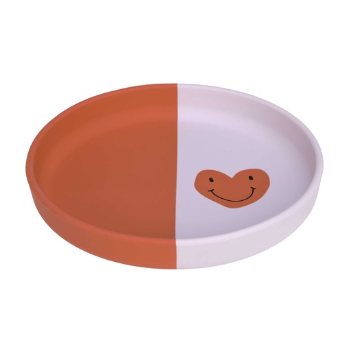[474208] PLAT BORD, Silicone Plate, Happy Rascals Heart, rond, lavender, rood/paars, print hartje, siliconen, 1 stuk(s), bord, 2023