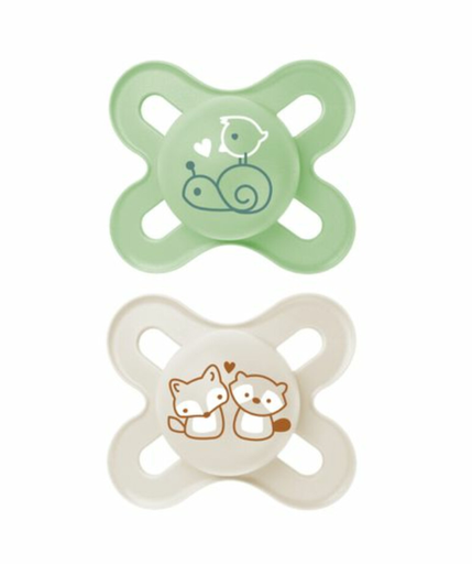 [474155] FOPSPEEN, 0-2m, Pure, Start, sil, uni, o/p, groen/ecru, siliconen speen, ortho/physio, 2 stuk(s), 2023