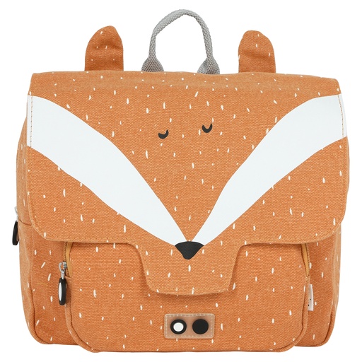 [313395] BOEKENTAS, Mr Fox, wit/roze, all over vlekkenprint/print vos, breedte 29 cm, School