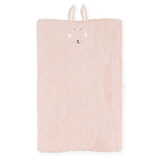 [384382] WASKUSSEN HOES, Mrs. Rabbit, roze, brod konijn, appl oortjes, bio katoen/badstof , 45x70cm, Bathtime, 2023-2024