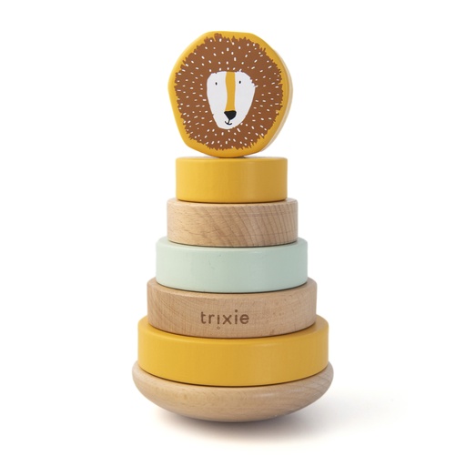 [413458] Trixie | Stapelpyramide Mr. Lion Stapeltoren Hout Geel 10x10x18,5cm