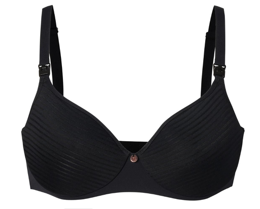 BORSTVOEDINGSBEHA, Spacer Stripe, 70C, black, ao strepen, soft touch micro/mesh fabric, met beugel, voorgevormd