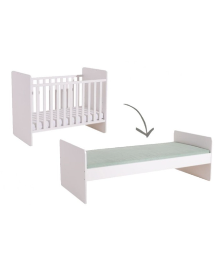 [456549] BED, 60x120, omvb, white, Vito Mira, wit, spaanderplaat, babybed omvb tot eenpersoonsbed, incl bodem