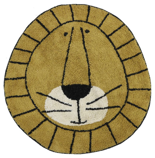 [469661] Tapis Petit | KAMERTAPIJT, Lion, ocher, geel|bruin, kop leeuw, rond model, getuft katoen, dia 100cm