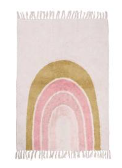 [469681] Tapis Petit | KAMERTAPIJT, Rainbow, roze|groen|ecru, uni|print regenboog, rechthoek model, getuft katoen, 90x130cm