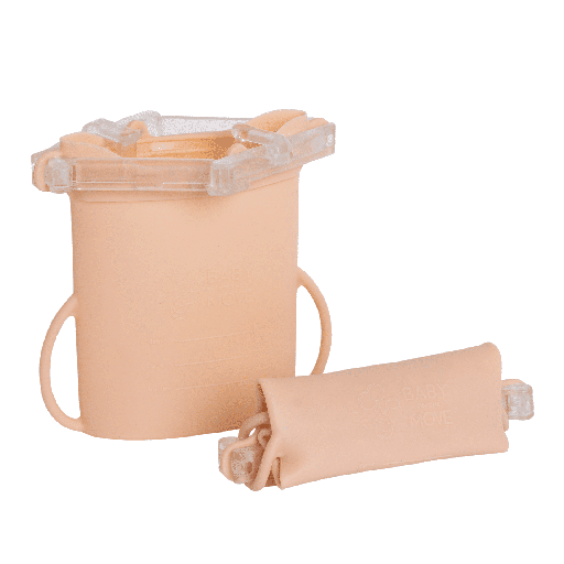 [451163] BEWAARPOTJE, Yummy Bag 2-Pack, blush, roze, siliconen/siliconen, 2x 230ml, met maatverdeling