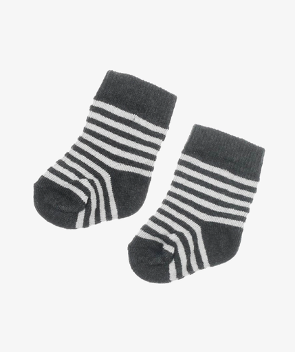[387170] KOUSEN, Mini Person, M:50-56, antraciet, grijs, boys, all over strepenprint, 1 paar, klassiek model