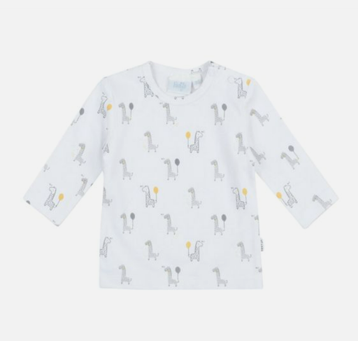 [396712] T-SHIRT, Giraffe, wit, 62, boys/girls, LM, wit/grijs/geel, aop giraf,ronde hals, schouderknopen, jersey