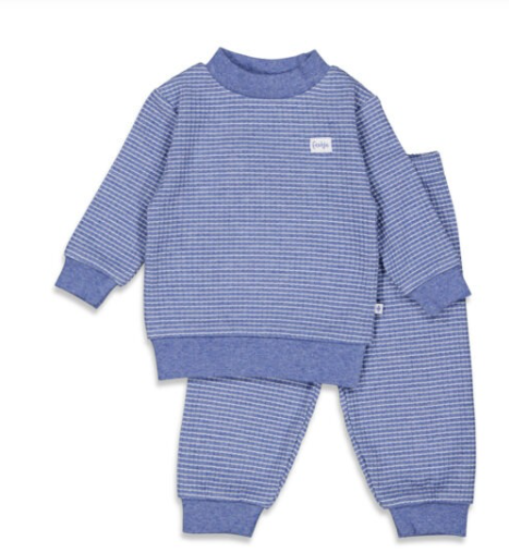 [455560] PYJAMA 2-DELIG, M56, blue mel, Wafel Basic, boys/girls, uni/ao wafel, T-shirt LM + broek, nachtkledij