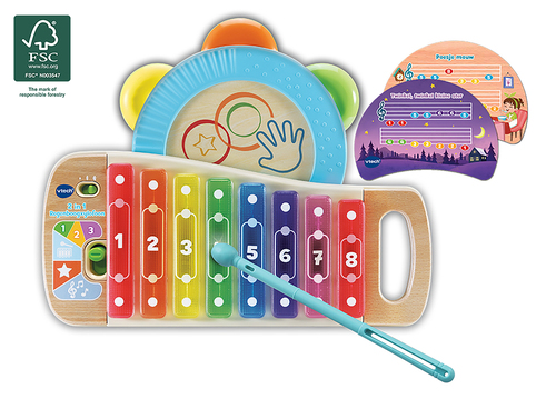 [438910] MUZIEKINSTRUMENT, 2 in 1 Regenboogxylofoon, multikleur, kunststof, +muziek, +activities, 18M+