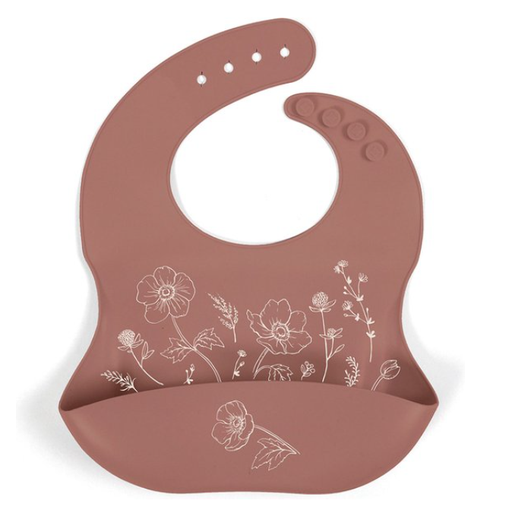 [453740] SLABBETJE, fall flowers, aop bloemen, drukknopensl., siliconen, 24x26cm, met kruimelvanger, waterdicht, 1 stuk(s)