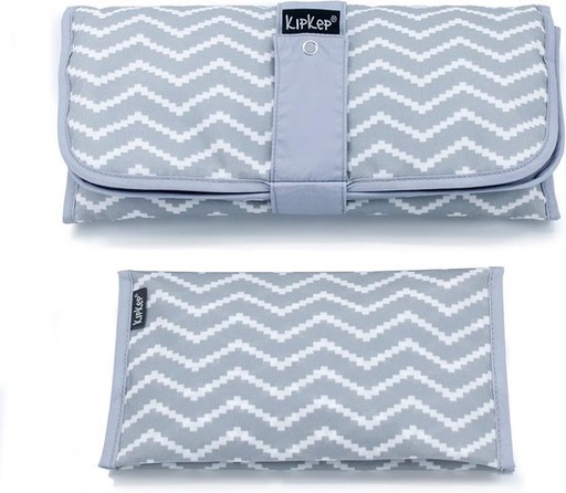 [424508] LUIERMATJE, Napper Combi-Set, silver grey, Verschoonmatje + luieretui, zigzag motief, herbruikbaar, 2022