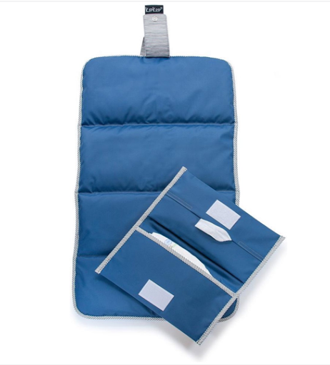 [424509] LUIERMATJE, Napper Combi-Set, denim blue, Verschoonmatje + luieretui, blauw, uni, herbruikbaar, 2022