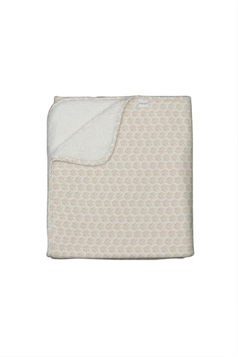 [475902] DEKEN, 75x100cm, TOG NG, Boho taupe, bruin/ecru, all over strepen print/uni, jersey/teddy, voor wieg, 2023