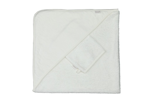 [475921] BADCAPE, Boho ivory, ecru, uni/all over golvend motief, katoen/bamboe, 80x80cm, met washandje, 2023