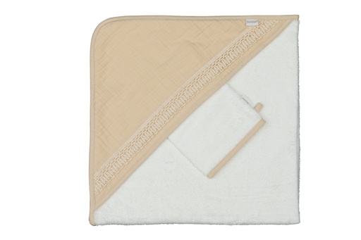 [475922] BADCAPE, Boho sand, ecru, uni, tetra/bamboe, 80x80cm, met washandje, 2023