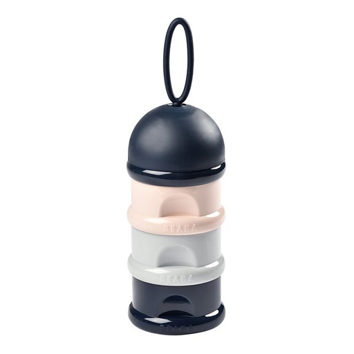 [386752] MELKPOEDERDOOSJE, dark blue/grey/pink, 3 compartiment(en) voor elk 9 schepjes melkpoeder, 2020
