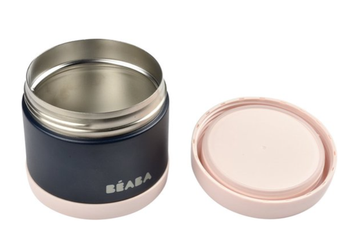 [406668] THERMOSFLES, 500ml, light pink/night blue, Thermo Portion, uni/print tekst Béaba, 5u warm/7u koud