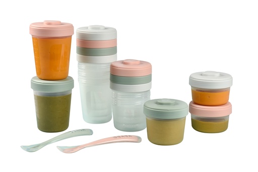 [406697] Beaba | Bewaarpotje Set 1ste Maaltijd Eucalyptus 14-delig