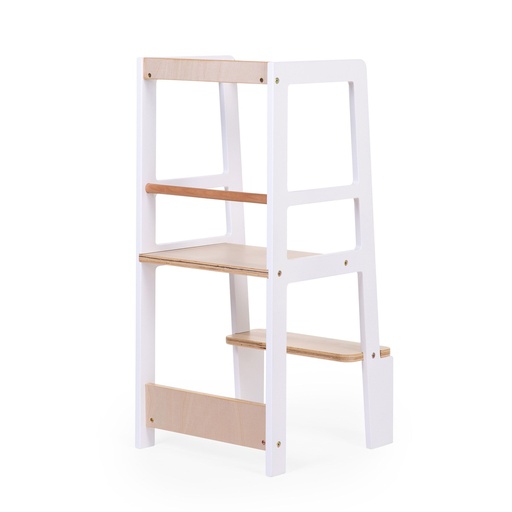 [458612] LEERTOREN, Learning tower, white/ natural, uni, H: 90 cm, Br: 90 cm, D: 90 cm, tot max 80 kg, hout, 2023